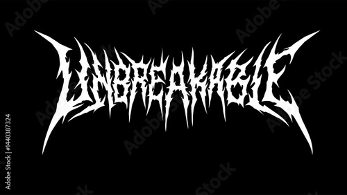 Unbreakable, Typography vector in a fierce, spiky style, symbolizing strength, resilience, and power. perfect for gym wear, fitness branding, and motivational designs.