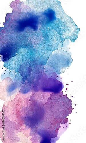 Vibrant watercolor abstract design featuring blue and pink hues blending harmoniously