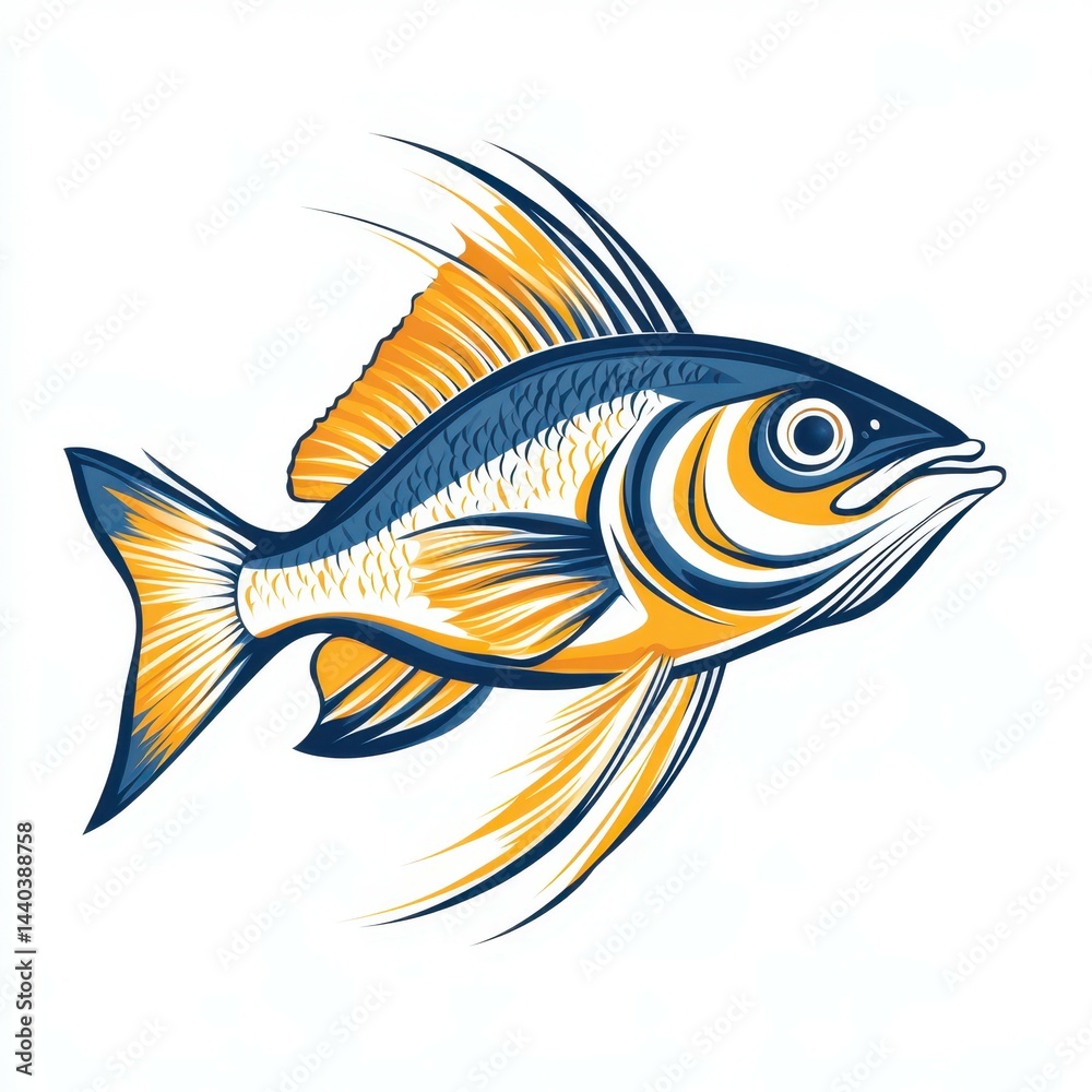Fototapeta premium Colorful fish illustration showcasing detailed design and vibrant hues in aquatic art