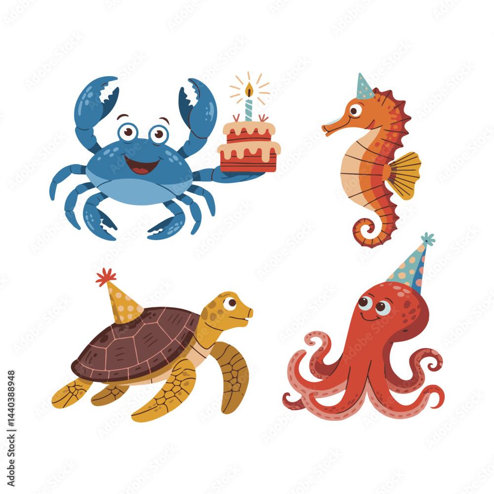 Fototapeta premium set of funny cartoon birds