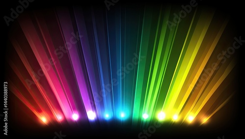 Vibrant rainbow light rays emanating from base