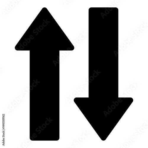 Two arrows, one pointing upwards and the other downwards, indicating movement in opposite directions or fluctuation.