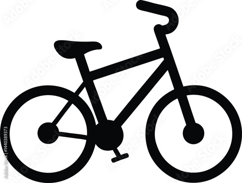 A simple black silhouette of a bicycle with both wheels and handlebars visible."
