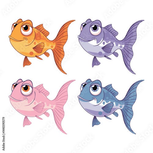 set of cartoon fishes