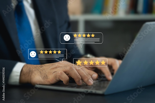 Customer service Satisfaction Survey, 5-star satisfaction, service experience rating online application, customer evaluation product service quality, satisfaction feedback review, good quality