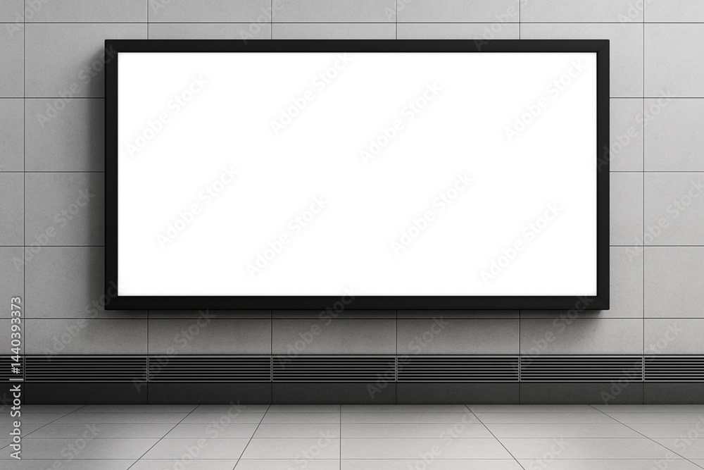 Blank Horizontal billboard on a Light Grey Wall - Presentation or Idea Space - billboard screen mockup Blank Horizontal billboard on a Light Grey Wall - Presentation or Idea Space - billboard screen mockup