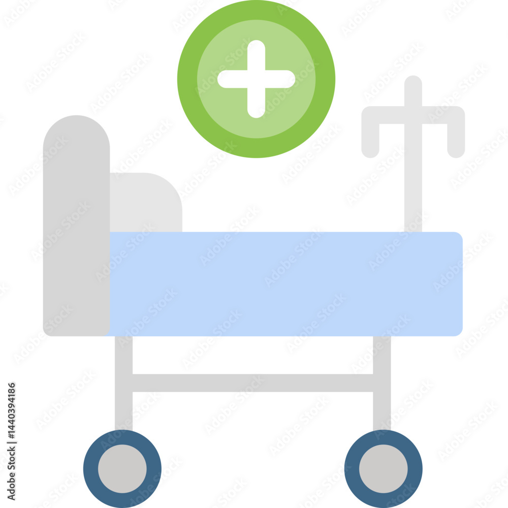 Fototapeta premium Hospital Bed Flat Icon