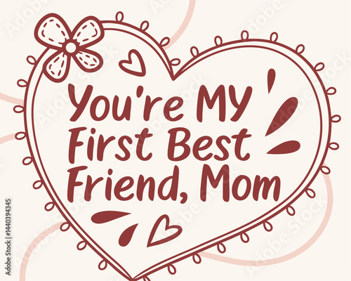 Mother's Love in Heart: A heartwarming design expresses maternal love, forming a lovely heart shape, a touching emblem that signifies the cherished connection between a mother and child.