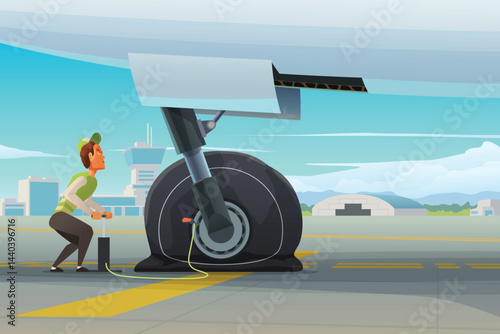 airport ground service at airport sunny day
