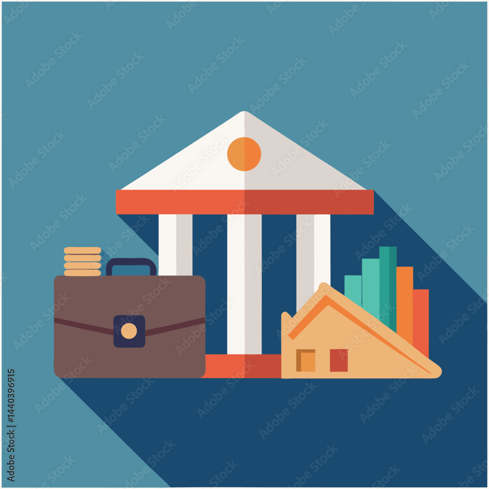 Banking and ATM Icons on Light Grey Background Banking and ATM Icons on Light Grey Background
