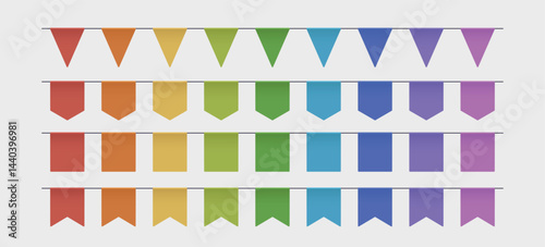 colorful party garlands various shapes in set