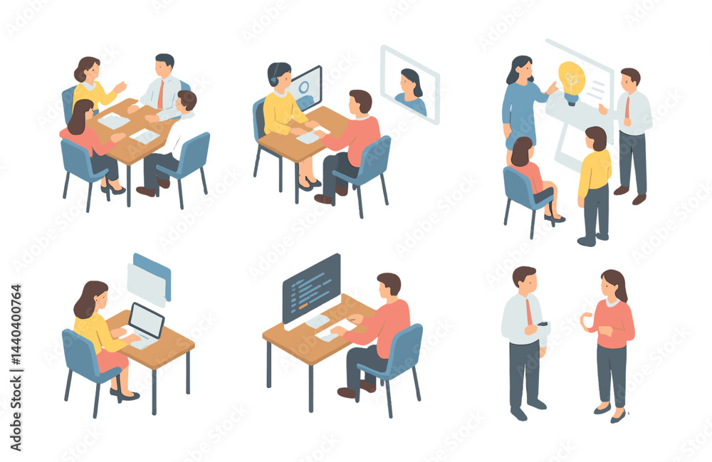 Business meeting and communication icons set – collaboration, online, presentation, discussion, brainstorming Business meeting and communication icons set – collaboration, online, presentation, discussion, brainstorming