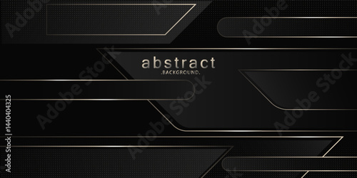 Abstract black background with golden lines luxury element design