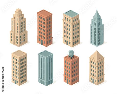 Urban architecture icons set – skyscraper, building, tower, office, cityscape, skyline, facade, architecture