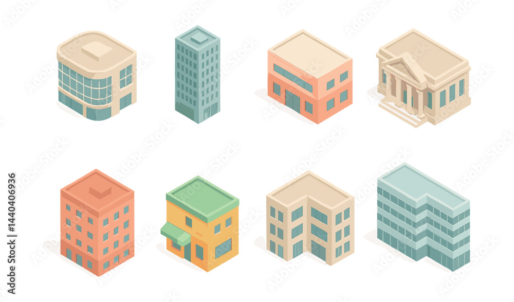 Building architecture icons set – skyscraper, apartment, bank, store, office, house Building architecture icons set – skyscraper, apartment, bank, store, office, house