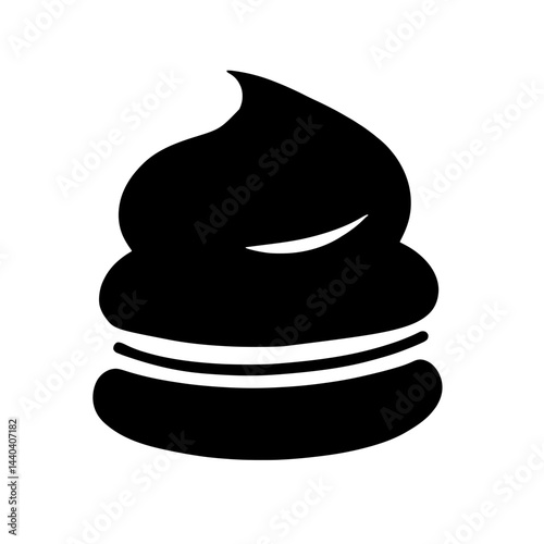 Minimalist black silhouette of a cream puff dessert in vector style