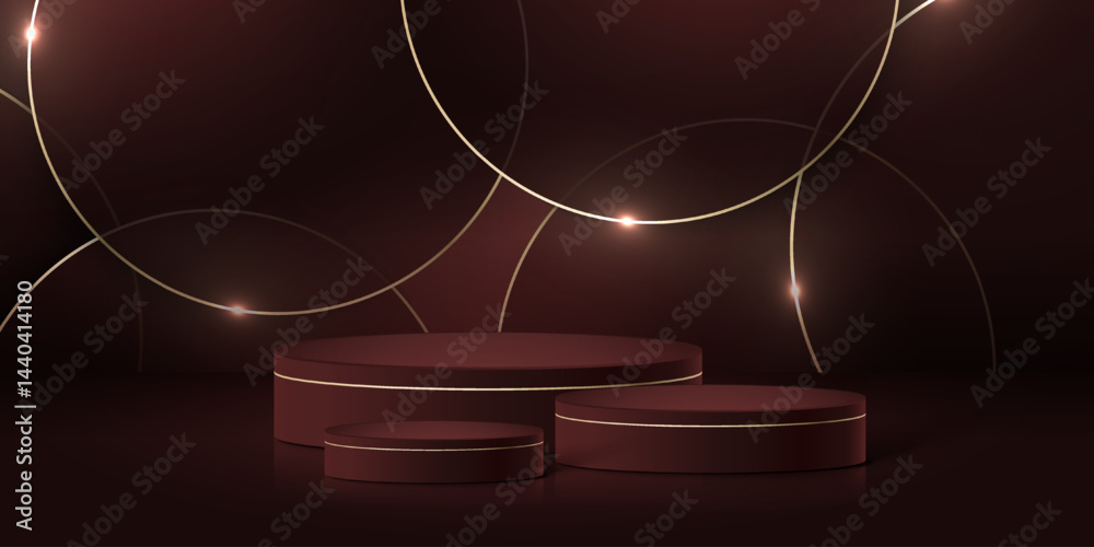 Abstract minimal scene. Minimal podium with soft material base. Soft podium stages and product showcase platform with covers and golden in round and square shape. Abstract minimal scene. Minimal podium with soft material base. Soft podium stages and product showcase platform with covers and golden in round and square shape.