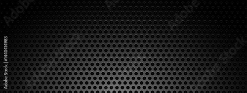 Сircle black mesh. Pattern seamless background. Vector texture illustration. Metal seamless pattern with red light behind. Vector illustration