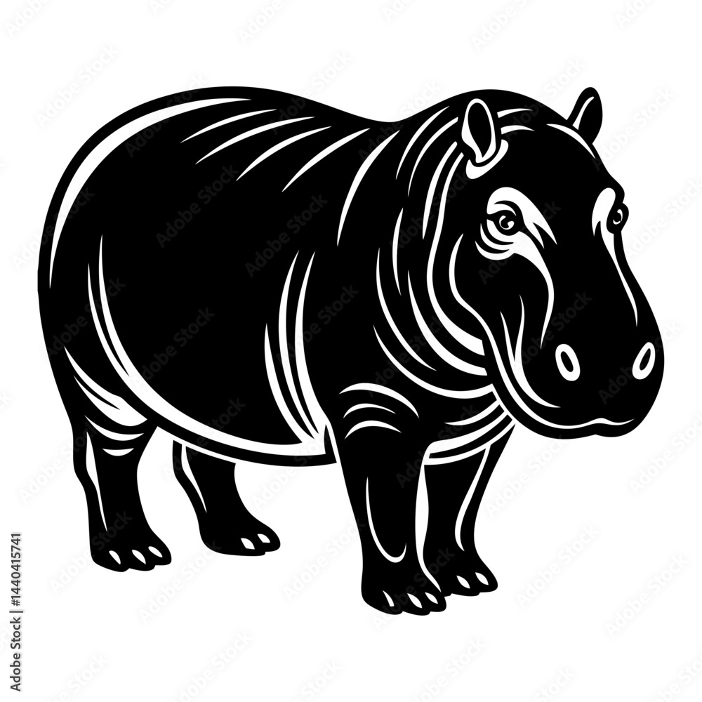 Fototapeta premium Download Hippopotamus Vector Illustration Svg File For Design.