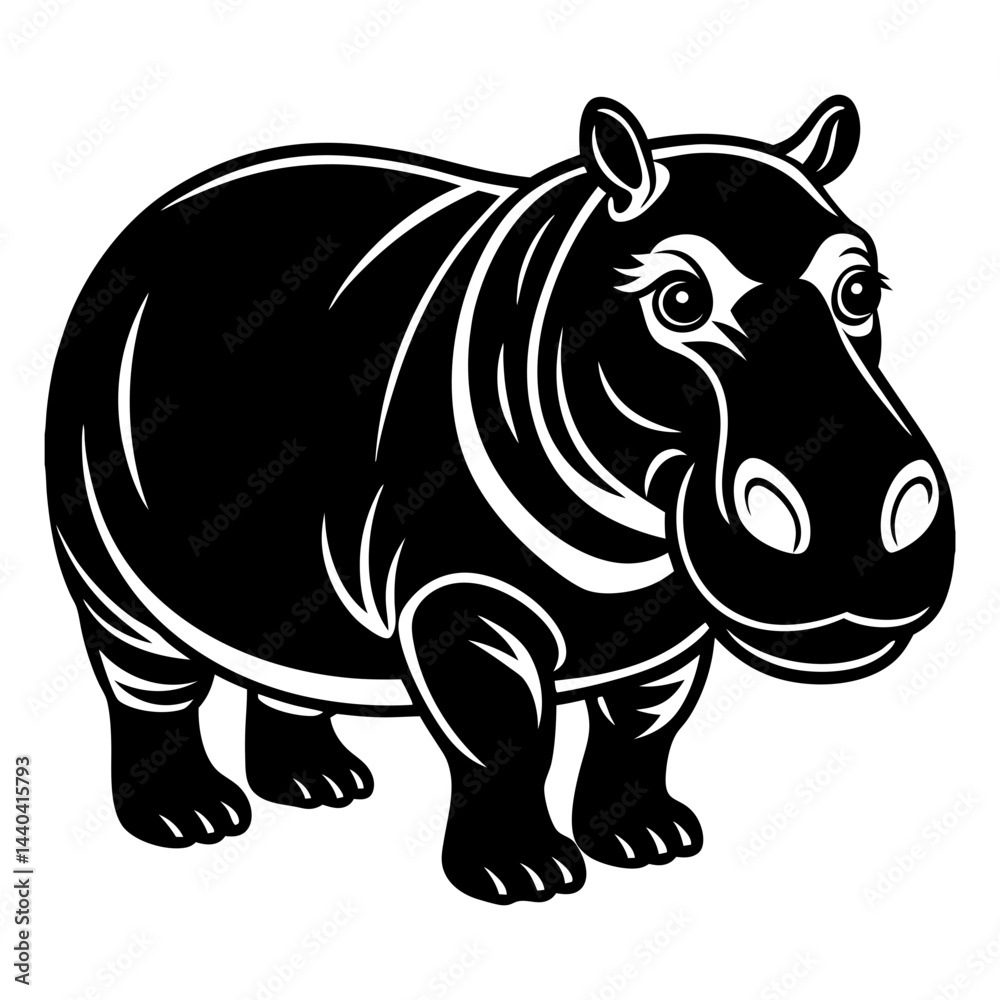 Fototapeta premium Download Hippopotamus Vector Illustration Svg File For Design.