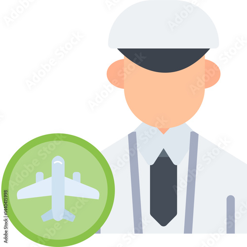 Flight Attendant Flat Icon