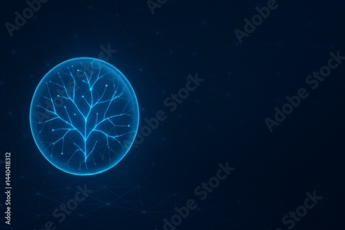 Obraz na płótnie Futuristic Technology Concept with Digital Neural Network and Blue Connections w salonie