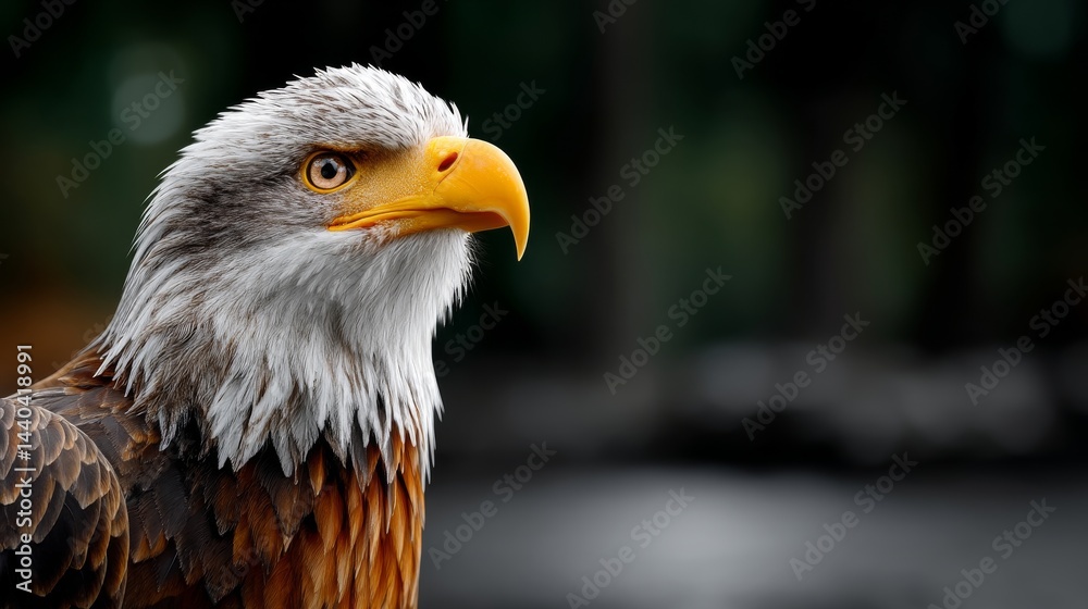 Fototapeta premium Majestic Bald Eagle Portrait Close-Up Natural Habitat Animal Photography Forest Environment Wildlife Concept