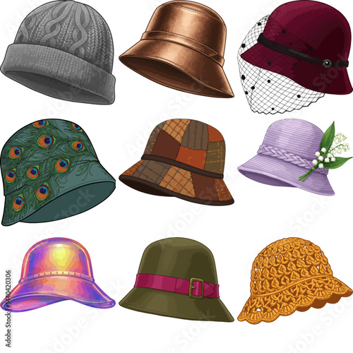cloche hat image set