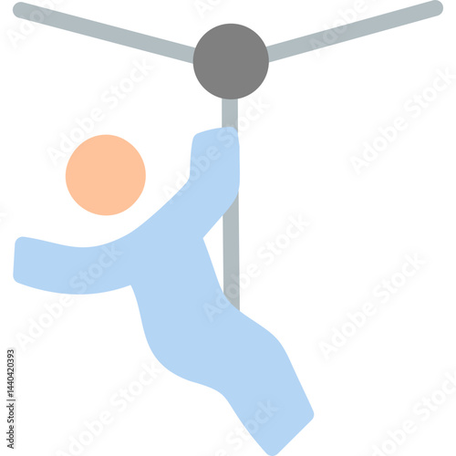 Zip Lining Flat Icon