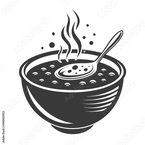 Steaming Bowl of Delicious Soup with Spoon, Representing Comfort Food and Warmth