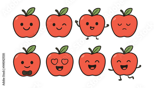 Emoticon apple icons set – happy, wink, love, sad, laughing, cheerful