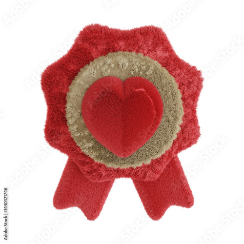 A plush heart with a red ribbon around it