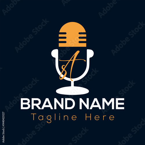 Retro microphone icon design for music, karaoke, or radio, a vintage sound symbol often used on posters and banners T logo design
