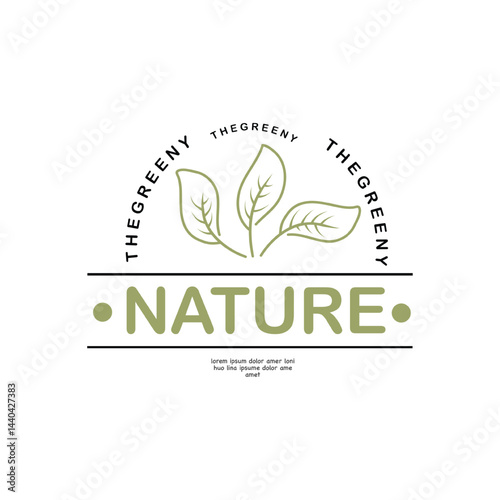 Fotografija Minimalist vector nature logo featuring plant elements, eco shapes, and earthy t