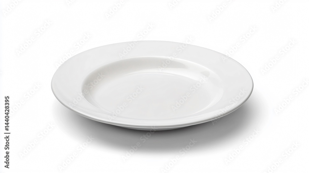 Elegant Flat Ceramic Plate on White Background for Professional Use Elegant Flat Ceramic Plate on White Background for Professional Use