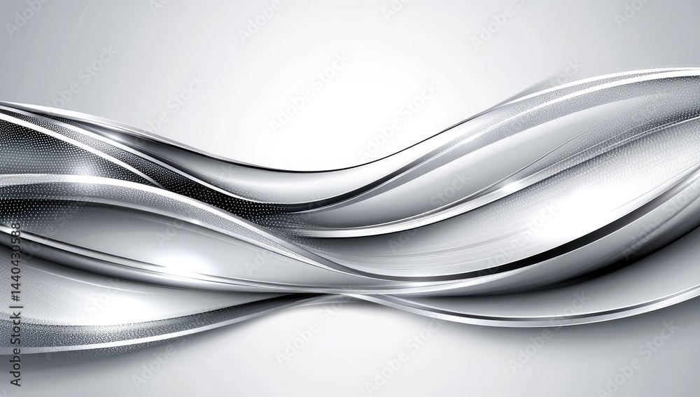 Obraz premium Abstract silver flowing waves on light background