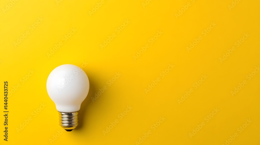 Innovative Lightbulb and Sphere on Vibrant Yellow Background Innovative Lightbulb and Sphere on Vibrant Yellow Background