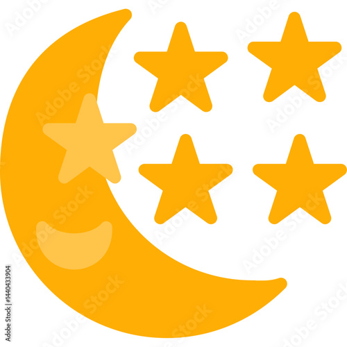 Moon and Stars Flat Icon