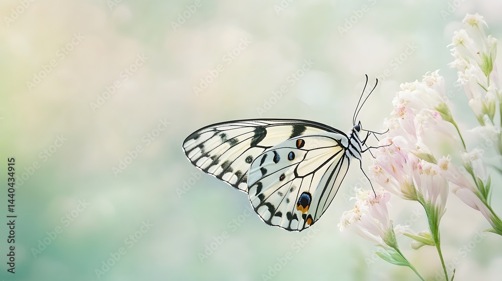 Naklejka premium Butterfly Close-Up on Flower for Artistic Nature Art
