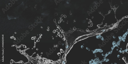 water splash on black background. water splash black background backdrop fresh. Blurred images of close-up soda water bubbles fizzing up or splashing or sparkling like a exploding of a bomb .