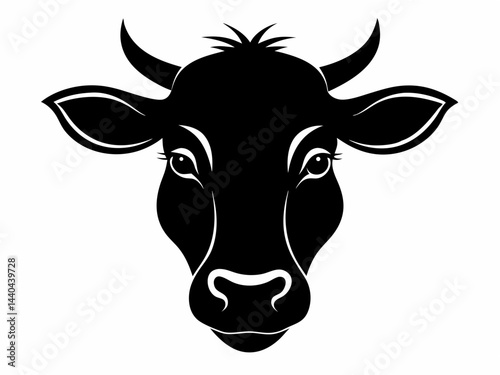 cattle head icon,cow head black silhouette vector