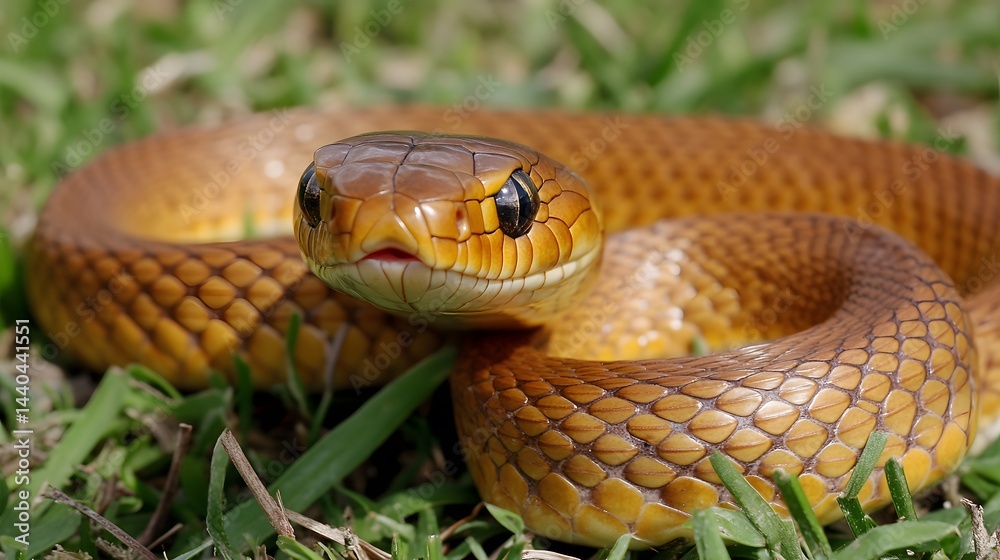 Obraz premium Close-Up Snake in Grass for Nature Art Design