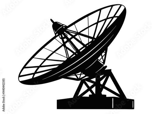 Large satellite dish antenna icon silhouette vector