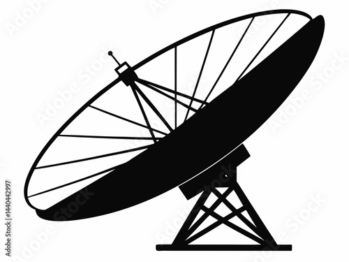 Large satellite dish antenna icon silhouette vector