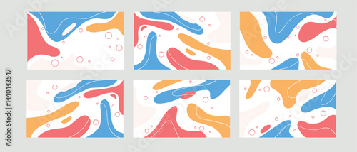 Colorful abstract paint stroke pattern with red, blue, and yellow tones in fluid forms