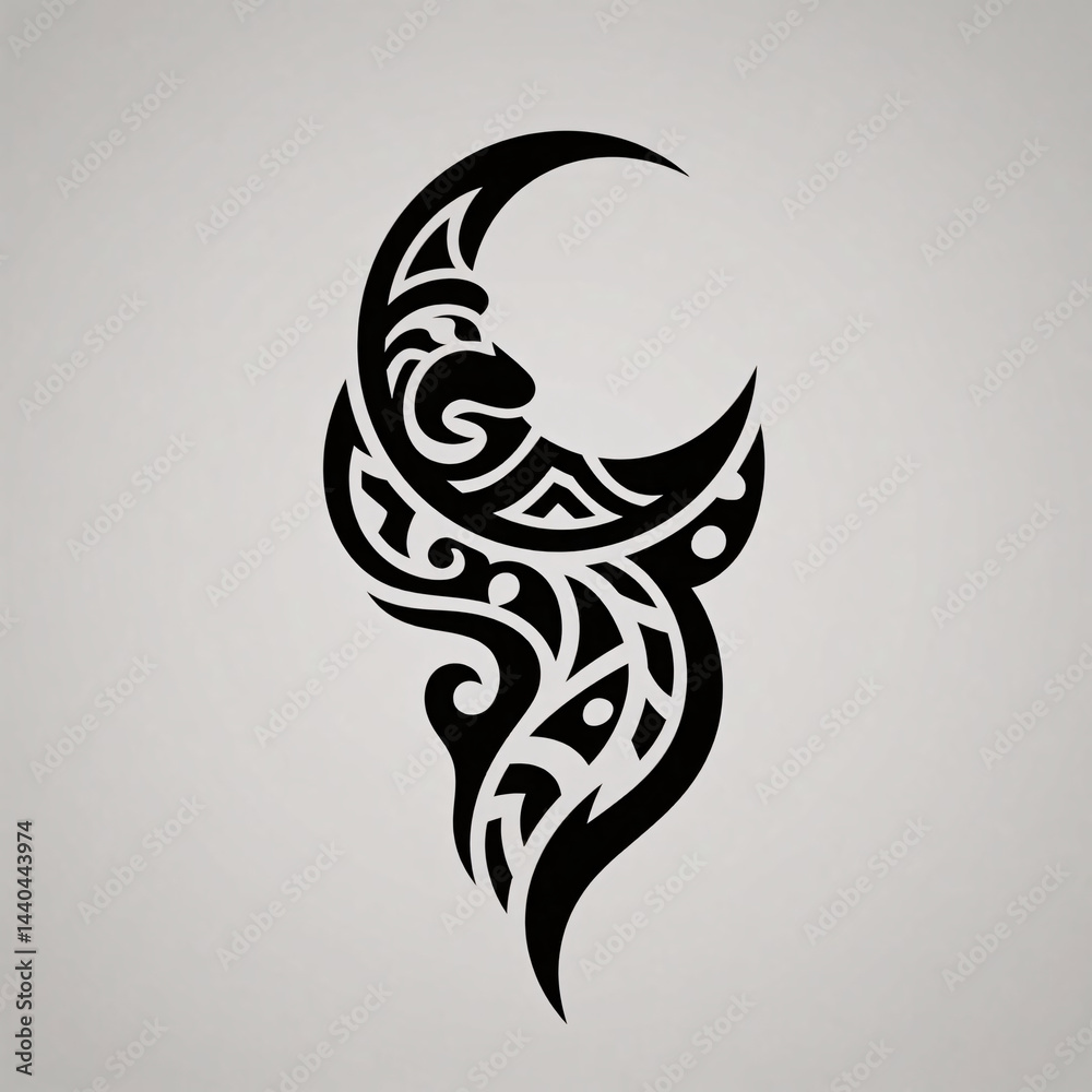 Naklejka premium Star, Moon Tribal Tattoo