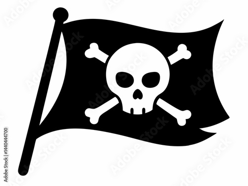 pirate flag with a skull and crossbones silhouette, skull and crossbones flag silhouette icon