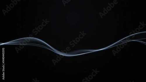 Abstract composition of wavy line against black backdrop