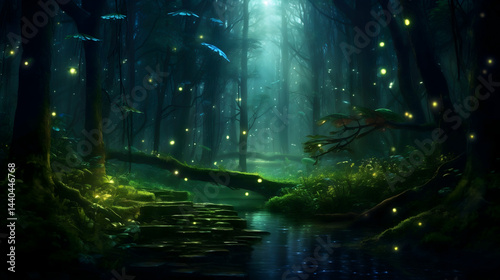 magic light in the forest