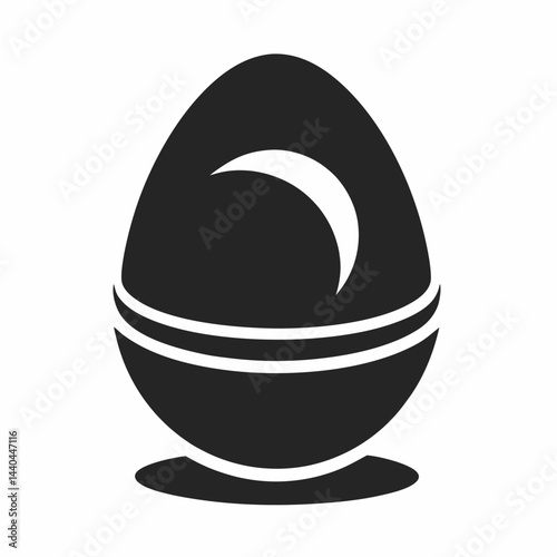  boiled egg black silhouette  icon on white background